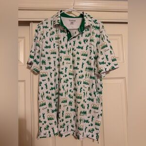 Good Good Golf Polo Shirt Mens Large White AOP Desert Performance Stretch Logo